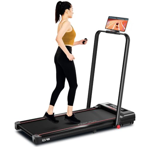 KEEP FUN Cinta de correr plegable 3 en 1 con motor de 2.5 HP, capacidad de 300 libras para uso doméstico y de oficina, con aplicación de control remoto y pantalla LED, sin montaje