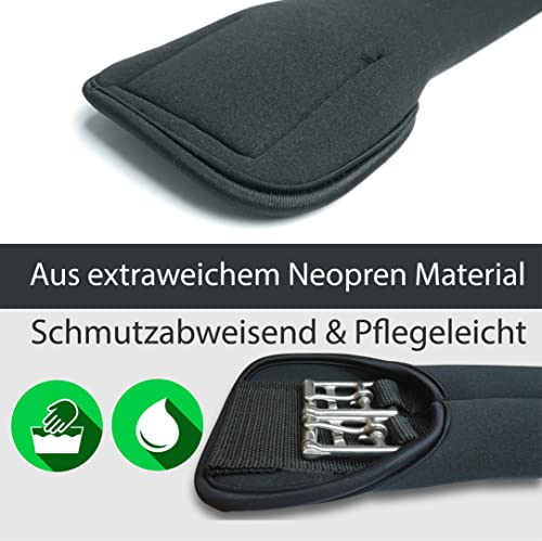 Foto von Sattelgurt aus Neopren Kurzgurt Pferd, geeignet als Dressur Sattelgurt Bauchgurt Pferd, Neoprengurt in schwarz (65cm, Schwarz)