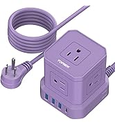 Power Strip with USB, USB C (3.0A) Travel Strip, TOPREK 10 FT Extension Cord 5 AC Outlet 4 Compac...