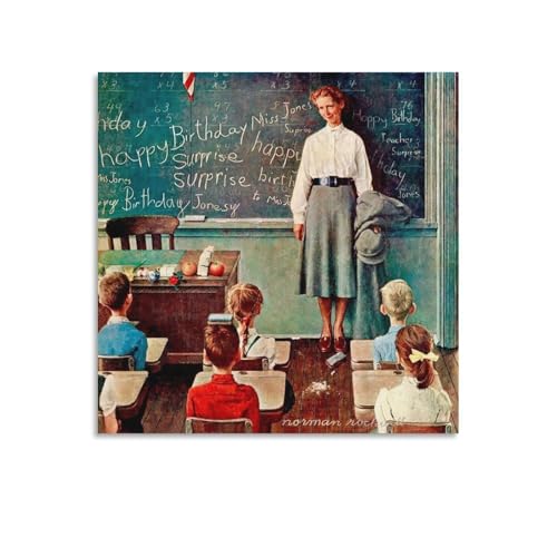 Nor-man Rockwell Poster Teacher's Birthday Canvas 12x12