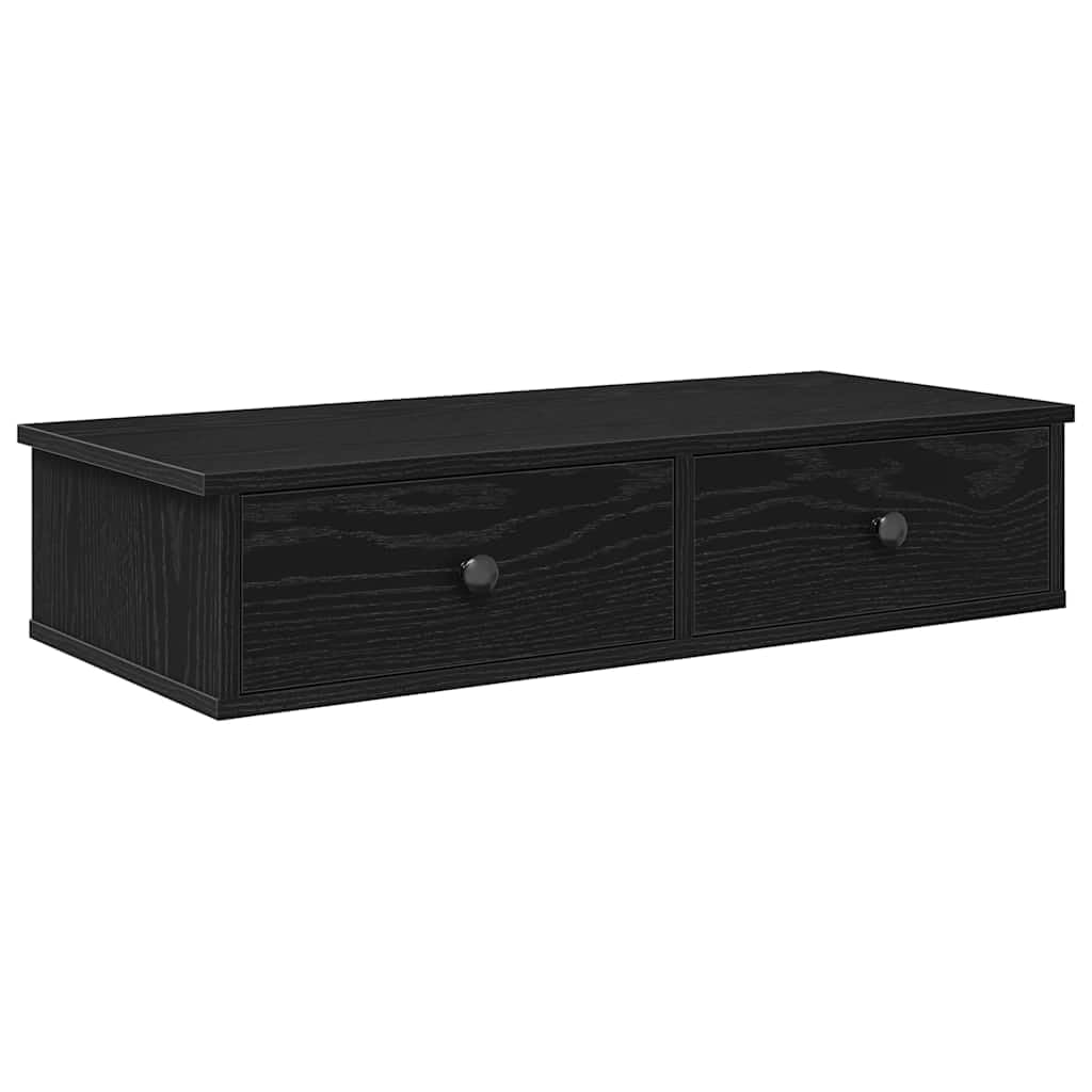 Generisch Wandregal mit Schubladen Schwarz 80x31x17 cm Holzwerkstoff,Möbel,Regalsysteme,Wandregale-859951