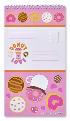 Image of iscream Fold and Send Girls Stationery Card Pad with Seals - Donut Love | 40 Pack, Cute Design, Spiral Bound, Large 10.5 inch x 5.75 inch Cards, Coordinating Sticker Sheets, Fold and Send, Summer Camp Ready