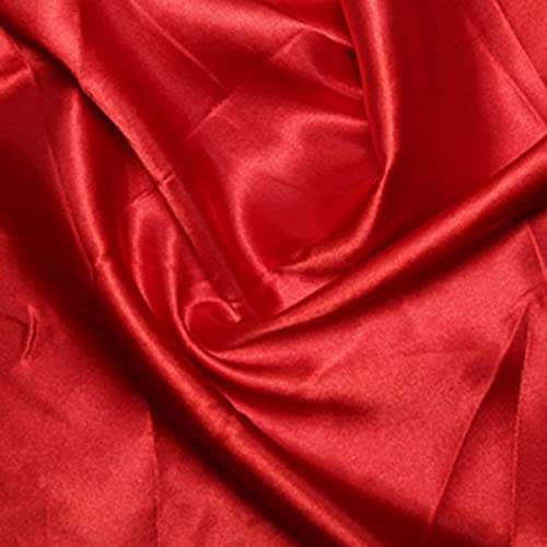 Tissu satiné soyeux anti-plis pour robe de mariée rouge : 5 mètres sans raccord en 150cm