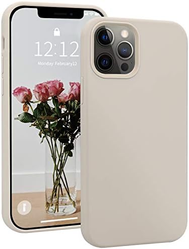 SOH Mingying iPhone 12/iPhone 12 Pro Silicone Case, Full Body Protective Phone Case, Premium Soft Rubber Shockproof Case Compatible with Apple iPhone 12/12 Pro(6.1Inch) (Stone)
