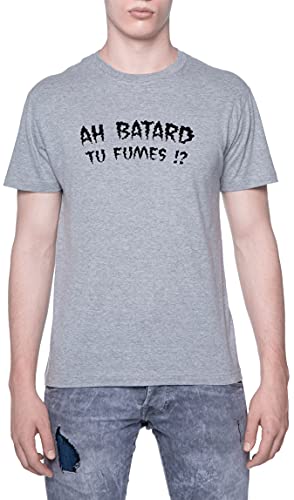 Lacrim Ah Batard Tu Fumes T-Shirt Homme Manche Courte Gris Men Grey Tee XXS