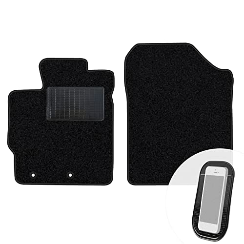 moto-MOLTICO Vorne Fußmatten Auto Velours Autoteppiche Schwarz Automatten Set 2-teilig passend für Toyota Yaris III 2011-2019