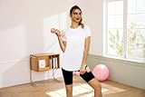 Gyabnw Women's Sports T-Shirt Gym Tops for Women Crew Neck Back Mesh Yoga Workout Running Fitness Athletic Short Sleeves Tee White - Image 8