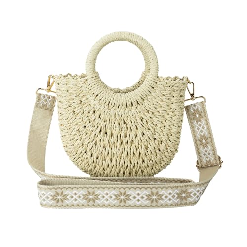 Sac à main en paille pour femme fourre-tout mini-beige élégant