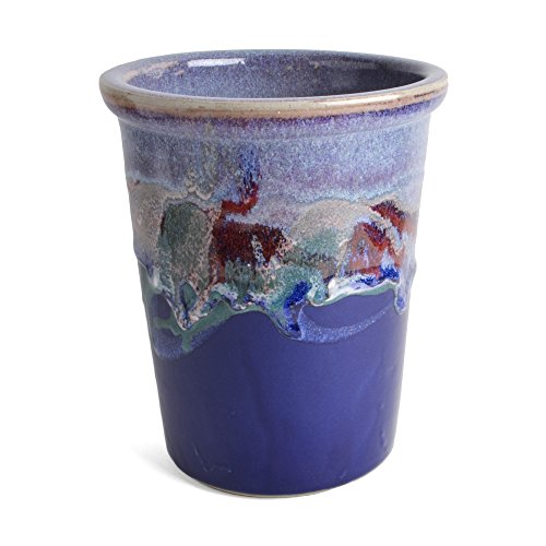Larrabee Ceramics Utensil Crock MauveCobalt