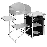 Equipada con paraviento, cocina en el campo sin preocupación: La mesa de camping está rodeada de placas de acero, que no sólo es resistente a las altas temperaturas, sino que también puede proteger contra el viento y evitar eficazmente que el aceite salpique al asar o cocinar. Con esta mesa de picnic, podrá disfrutar de barbacoas, cenas y fiestas al aire libre.