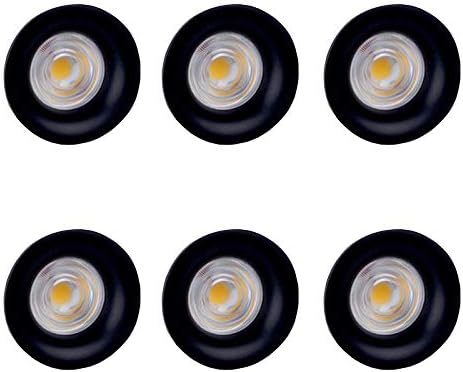 Pack of 6 5W COB-Chipset LED Ceiling Cabinet Flush Mount Recessed Light Fixture Indoor Black 3000K