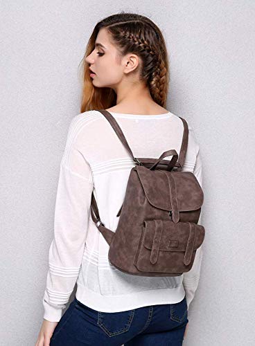 Mochila Bolsa Feminina Vintage Couro Sintético Viagens Escola Fashion (Marrom)
