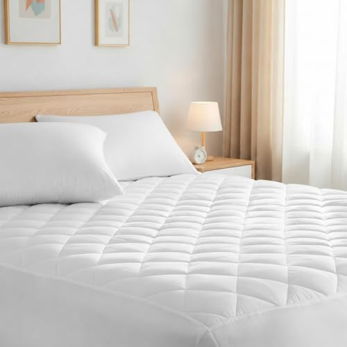UNIVERSAL COMFORT Quilted Super King Mattress Protectors Extra Deep 40cm Fitted Stretch Skirt - Breathable & Anti-Allergy Mattress Cover For Ultimate Comfort (Super King 180x200cm)