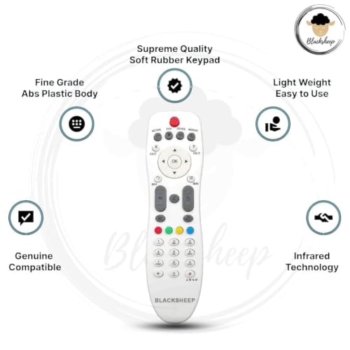 Image of BLACKSHEEP Videocon New Model D2H Remote Original HD Box Set Top Box (Non Voice | Not RF) Exactly Same Remote Will Work Only - Please Match The Image with Your Old Product