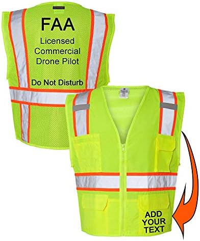 Custom Safety Reflective Mesh Vest with Zipper - Personalized Drone Pilot Vest