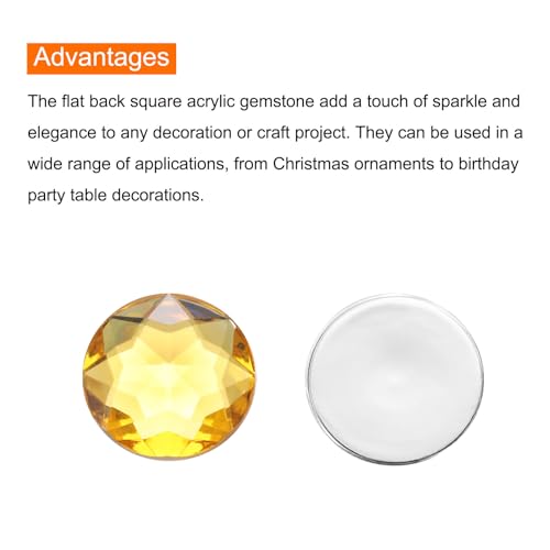 Image of MECCANIXITY Flat Back Round Acrylic Rhinestones,20mm Yellow Flatback Crystal Rhinestones for Crafts Clothes Shoes DIY Decoration Gifts 50Pcs