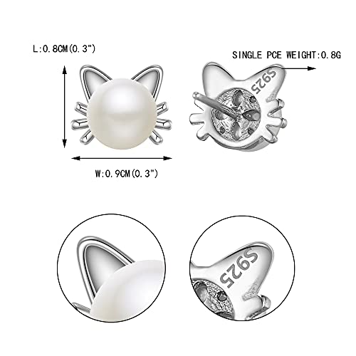 Ever Faith Cat Stud Earring 925 Sterling Silver Cz 6Mm Ivory Color Freshwater Cultured Pearl Cute Ear Jewelry For Women #TOP4