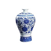 Amazon.co.jp: 景徳鎮の青と白の磁器の花瓶、大きな手作りの中国の