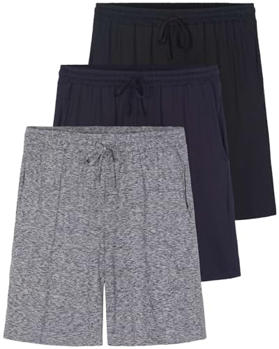 Image of Real Essentials 3 Pack: Men's Soft Lounge Pajama Bottoms Sleep Shorts Breathable Cool Fabric (Available in Big & Tall)