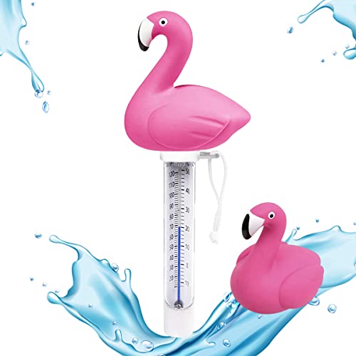 Thermometre Piscine, 1 Thermomètre Flottante thème FLAMANT avec ficelle – Résistent aux chocs...