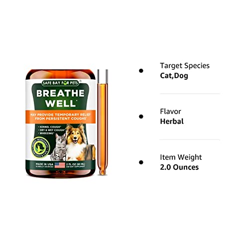 Breathe Well Herbal Drops Pets - Made In Usa Kennel Cough, Allergy Relief & Natural Respiratory Support - Throat Soothe Supplement Dogs And Cats - Easy Add To Food To Make Your Pet Healthy, 1200 #TOP7