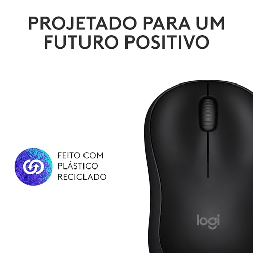 Mouse Sem Fio Logitech M240 com Conexão Bluetooth, Clique Silencioso, Design Ambidestro Compacto, Bateria de 18 Meses, Compat