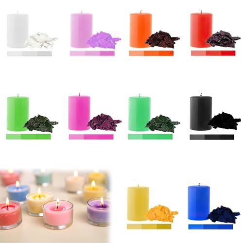 Colorant pour Bougies, 10 Couleurs de Colorant de Bougie de Cire de Soja Couleur de Cire, Pigments Solides pour Fabrication de Bougies DIY, Convient Plusieurs Cires pour...