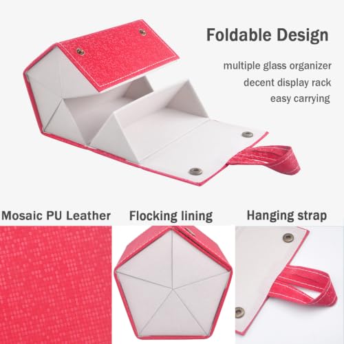 Image of Kenpal Sunglasses Storage Organizer Holder Foldable Travel Case with 5 Slot Compartments for Multiple Glasses