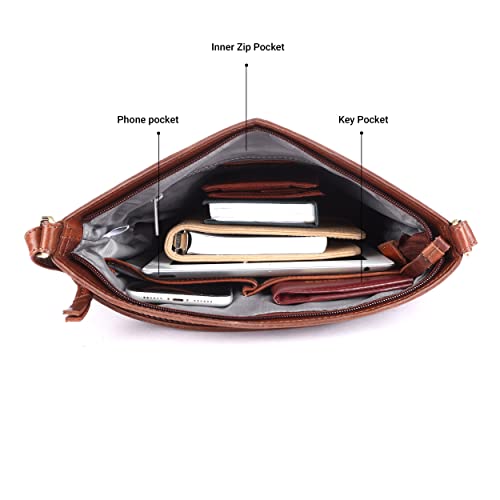 Image of LEDERBUCK Terry Large Soft Real Leather Womens Crossbody Handbags and Purses-Triple Zip Premium Sling Crossover Shoulder Bag