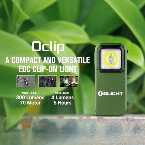 OLIGHT Oclip Rechargeable EDC Flashlight 300 Lumens Dual Sources Compact Pocket Clip Light, Convenient USB C Charging, Magnetic Flash Lights for Working, Cycling, Emergency, Signaling Tool(OD Green) - Image 9