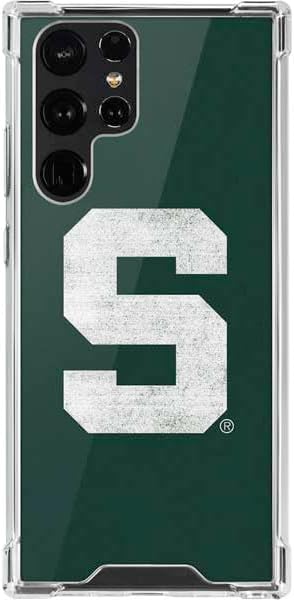 Skinit Clear Phone Case Compatible with Galaxy S22 Ultra - Officially Licensed Michigan State University Spartans S Design