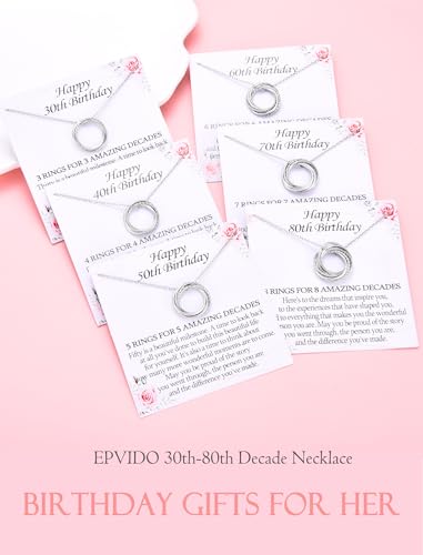 Birthday Gifts for Women Happy 30th 40th 50th 60th 70th 80th Birthday Decade Necklace Meaningful Gifts Necklace for Mom Mother in Law Grandma4