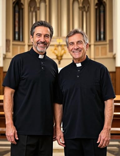 Polo con cuello clerical para hombre, manga corta, camisa para pastor, ministro y predicador miniatura 4