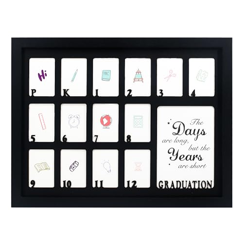Image of GMFrames School Years Picture Frames Pre-K to 12 Graduation School Photo Frame for Pre-School & Kindergarten to 12th Grade Keepsake for Graduation Gifts Student Black