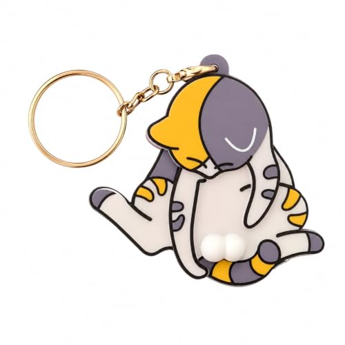 Novelty Cat Design Keychain with Mechanical Rotating Feature Decorative Key