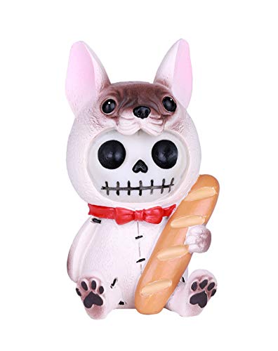 SUMMIT COLLECTION Furrybones Beano Signature Skelett im Gentleman Französische Bulldogge Kostüm mit roter Fliege und einem Laib französisches Brot Cover