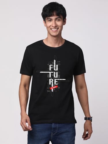 Image of ADRO Men's Graphic Printed 100% Cotton T-Shirt - Regular Fit, Printed T-Shirts for Men