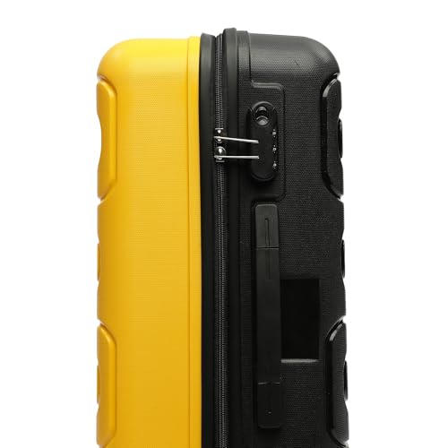 Image of Yayavar Tokyo Textured ABS Hard-Sided Suitcase Bag - 84L| Dual Color Trolley with 4 Spinner Wheels, Number Lock, Water Resistant | Luggage Bag for Travel (Yellow & Black, 66cm, Medium)