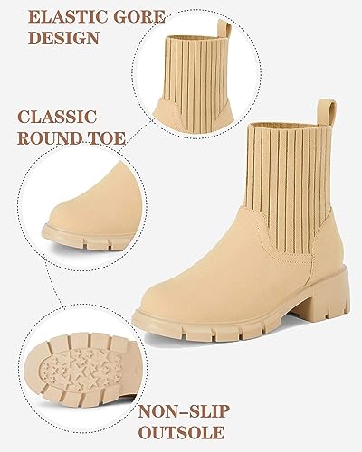 Coutgo Girls Boots Kids Combat Chelsea Ankle Booties Chunky Heel Lug Sole Elastic Fall Fashion Shoes Toddler Little Kid Big Kid Toddler Little Kid Big Kid4