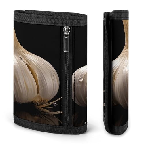 Raw Garlic Trifold Wallet, Card Cases And Money Oganizer Thin Stylish Mini Coin Bag with Zipper Coin Pocket Credit for Men And Women3