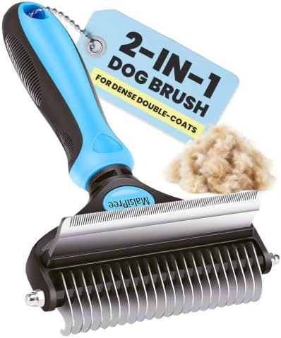 MalsiPree Pet Grooming Brush for Dogs/Cats,2 in 1 Deshedding Tool & Undercoat Rake Dematting Comb for Mats,Reduces Shedding by Up to 95%,Great for Short to Long Hair Small Large Breeds
