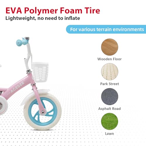 Image of ACEGER 12 inch Kids Balance Bike with Basket, Toddler Bicycle for Early Learning Leg Strength and Steady Balancing, Durable Frame&Tool-Free Adjustable Seat, Gift Bike for 2-5 Kids, No Brake