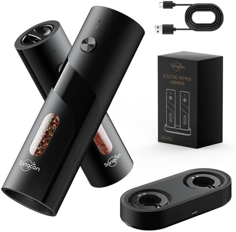 Sangcon 110ml Rechargeable Electric Salt and Pepper Grinder Set, ...