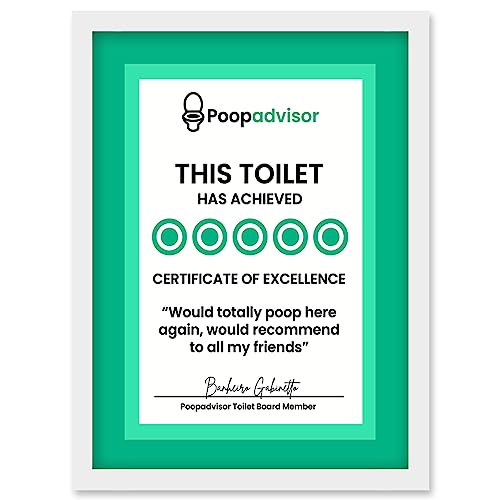 Image of Funny Bathroom Wall Art Five Stars Poop Advisor Toilet Sign Bathroom Decor Artwork Framed Wall Art Print A4