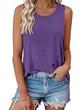Bliwov Womens Summer Tank Tops Beach Vacation Casual Sleeveless Shirts Spring Fashion Outfits Workout Loose Fit Tees Blouses Purple