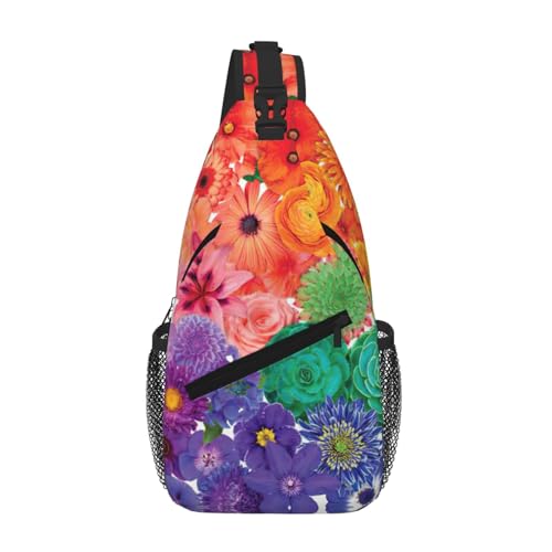 Sac à dos à bandoulière fleurs arc-en-ciel pour homme actif