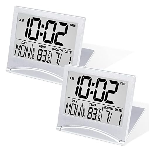 Betus Digital Travel Alarm Clock Foldable Calendar Temperature Timer LCD Clock with Snooze Mode 2