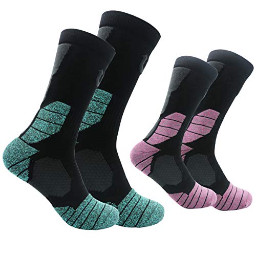 Lzfitpot Socken Damen 39-42, 2 Paare Wandersocken Trekkingsocken, Women Hiking Trekking Socks Wool Blend Socks, Atmungsaktiv, Gepolstert, Antiblasen Polsterung, Gr.35-42, perfekt für Outdoor & Sports