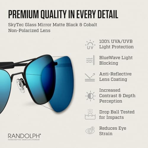 Image of Randolph Eyewear Classic Aviator Sunglasses for Men and Women - Aviator Glasses Non-Polarized and UV Protection Sunglasses