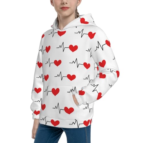 Heartbeat Symbol Kid Hoodies Boys Sweatshirts Girls Pullover with Pocket2